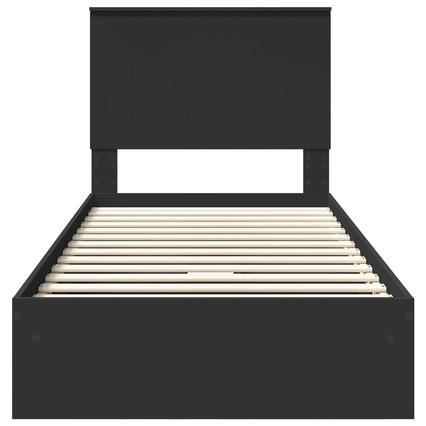 Opslag bed met hoofdeinde Zwart 90 x 190 cm Bewerkt hout