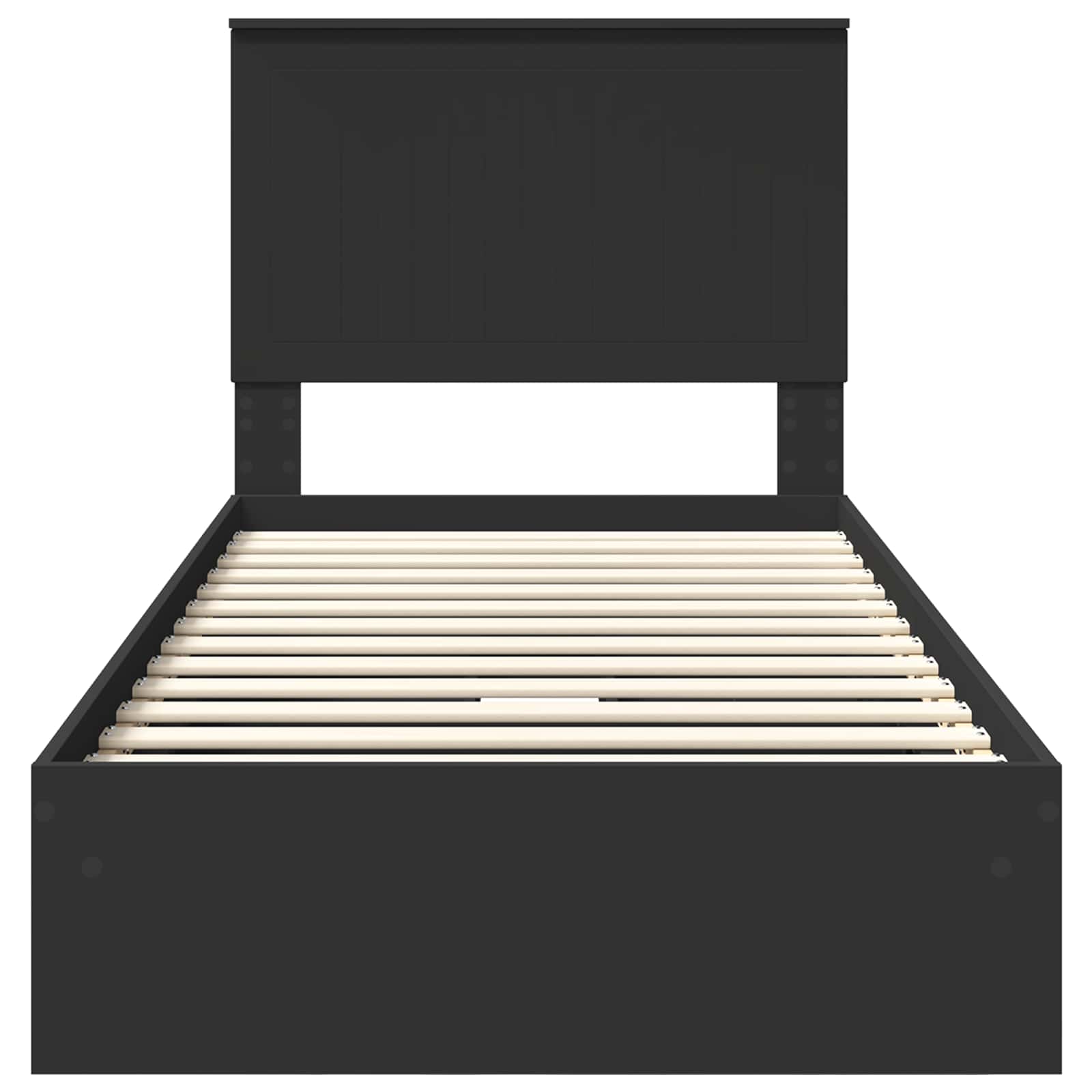 Opslag bed met hoofdeinde Zwart 90 x 190 cm Bewerkt hout