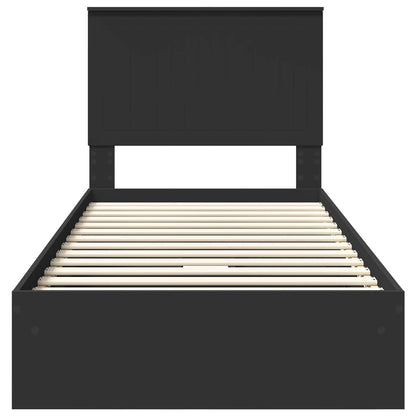 Opslag bed met hoofdeinde Zwart 90 x 190 cm Bewerkt hout