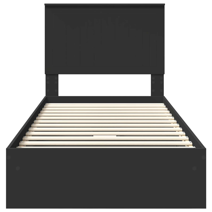 Opslag bed met hoofdeinde Zwart 90 x 190 cm Bewerkt hout