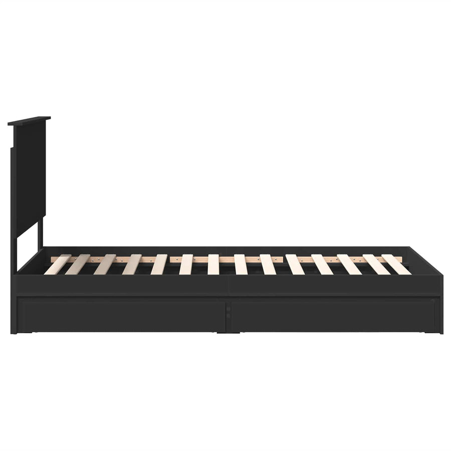 Opslag bed met hoofdeinde Zwart 90 x 190 cm Bewerkt hout