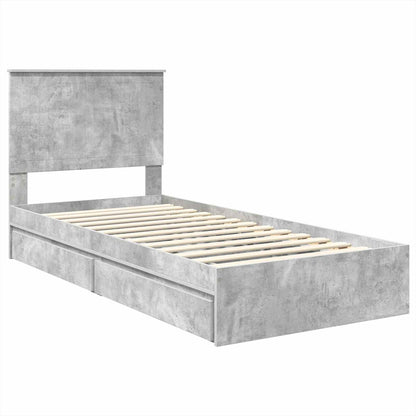 Opslag bed met hoofdeinde Beton Grijs 90 x 190 cm Bewerkt hout