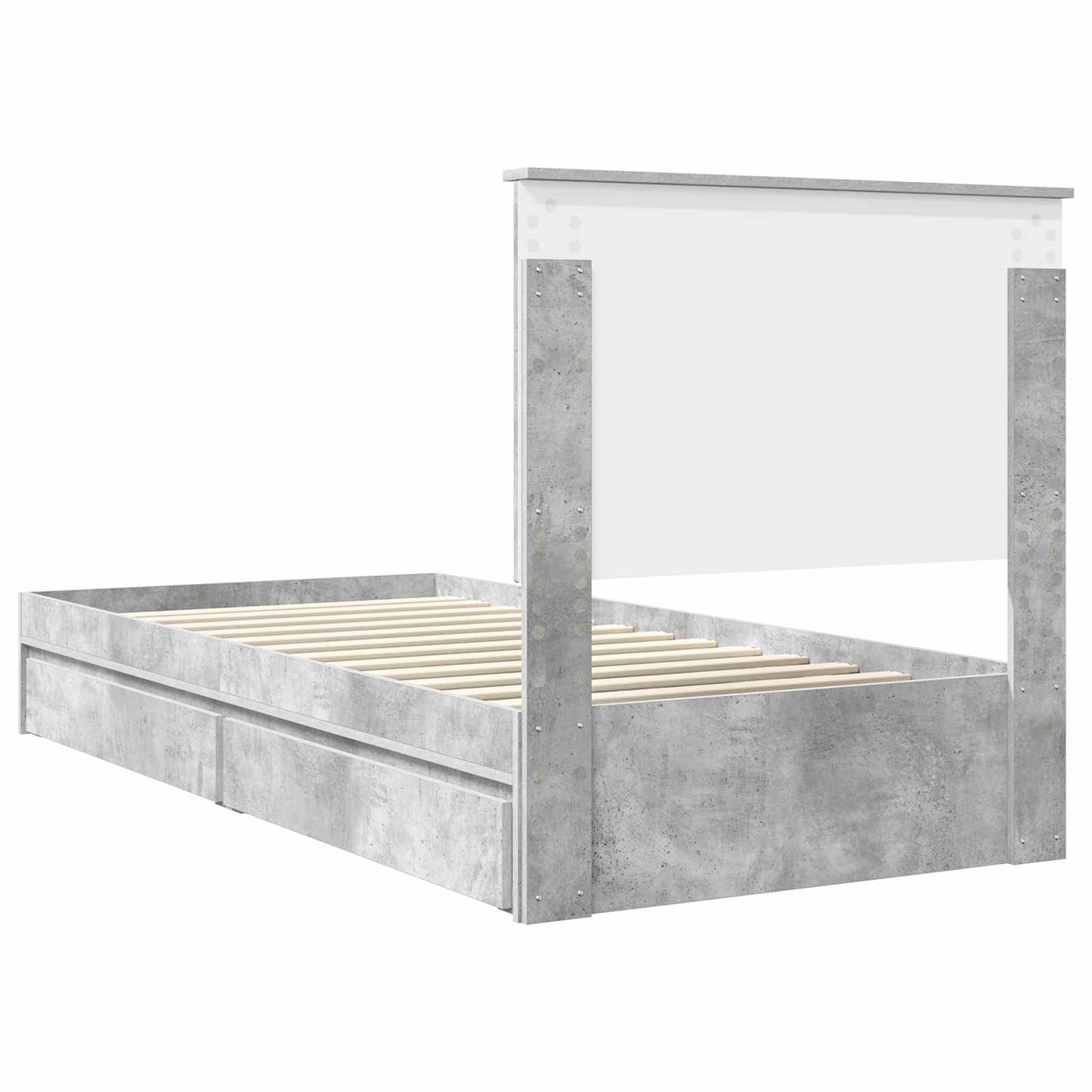 Opslag bed met hoofdeinde Beton Grijs 90 x 190 cm Bewerkt hout