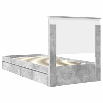 Opslag bed met hoofdeinde Beton Grijs 90 x 190 cm Bewerkt hout
