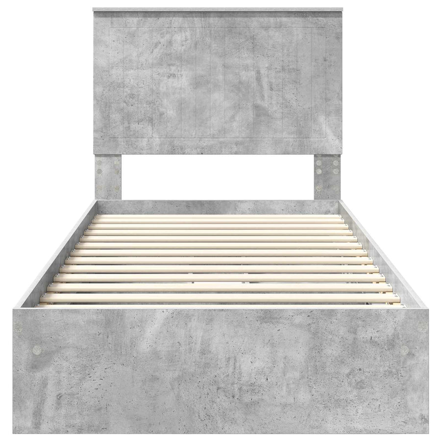 Opslag bed met hoofdeinde Beton Grijs 90 x 190 cm Bewerkt hout