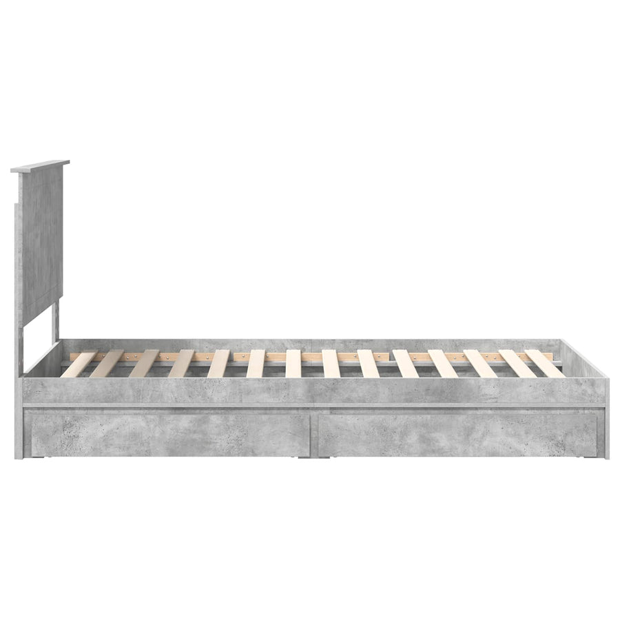 Opslag bed met hoofdeinde Beton Grijs 90 x 190 cm Bewerkt hout