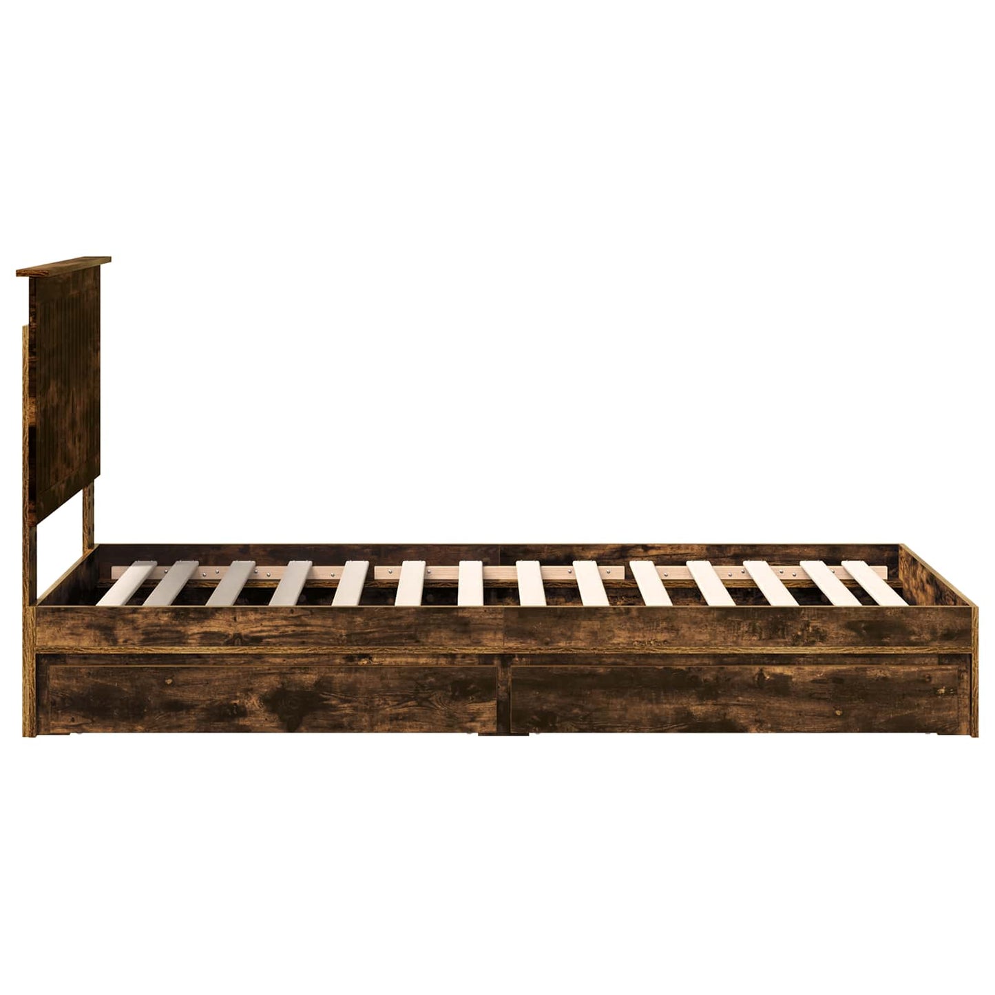 Opslag bed met lade Gerookt eiken 90 x 190 cm Bewerkt hout