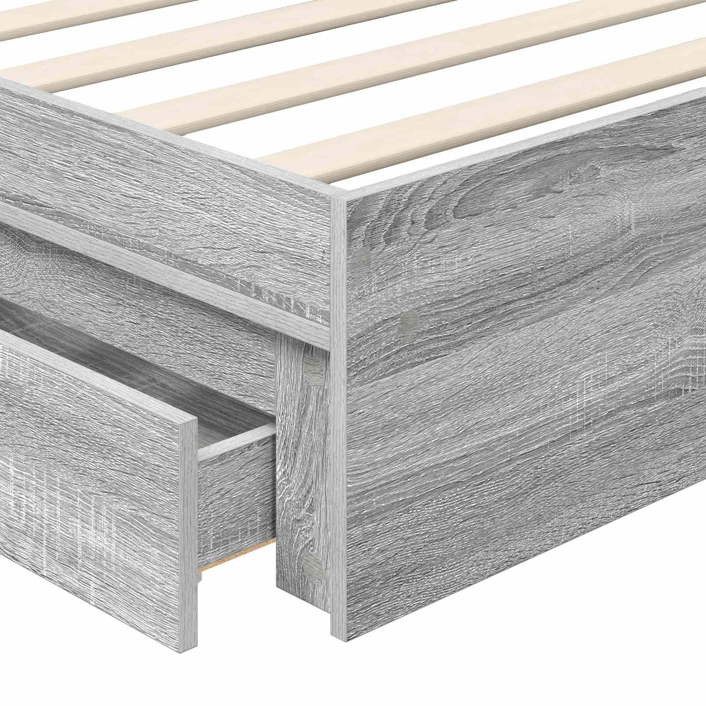 Opslag bed met hoofdeinde Grijs Sonoma 90 x 190 cm Bewerkt hout