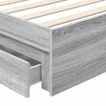 Opslag bed met hoofdeinde Grijs Sonoma 90 x 190 cm Bewerkt hout