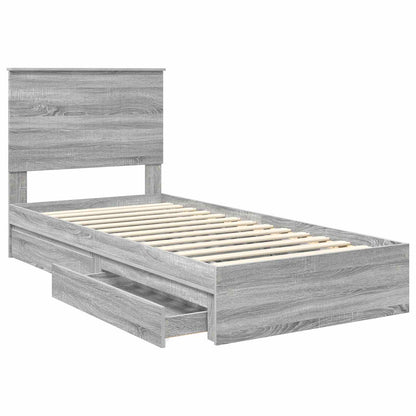 Opslag bed met hoofdeinde Grijs Sonoma 90 x 190 cm Bewerkt hout