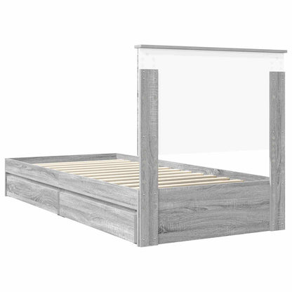 Opslag bed met hoofdeinde Grijs Sonoma 90 x 190 cm Bewerkt hout