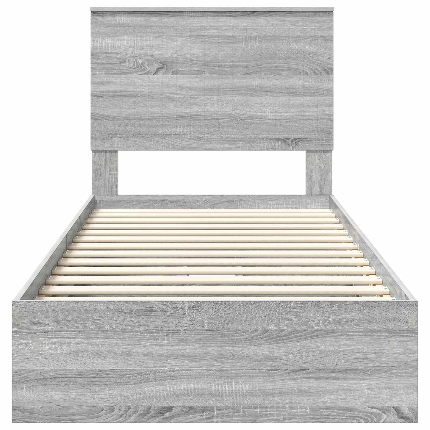 Opslag bed met hoofdeinde Grijs Sonoma 90 x 190 cm Bewerkt hout