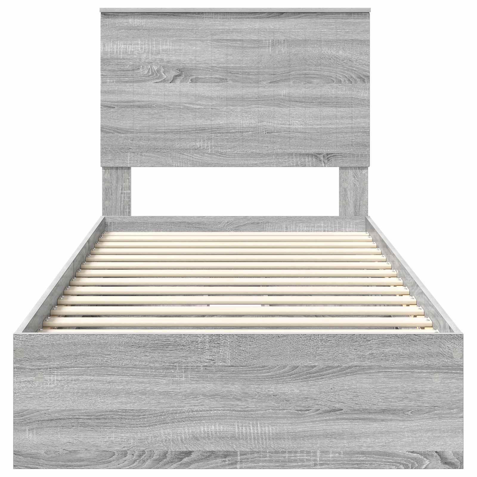 Opslag bed met hoofdeinde Grijs Sonoma 90 x 190 cm Bewerkt hout