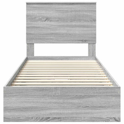 Opslag bed met hoofdeinde Grijs Sonoma 90 x 190 cm Bewerkt hout
