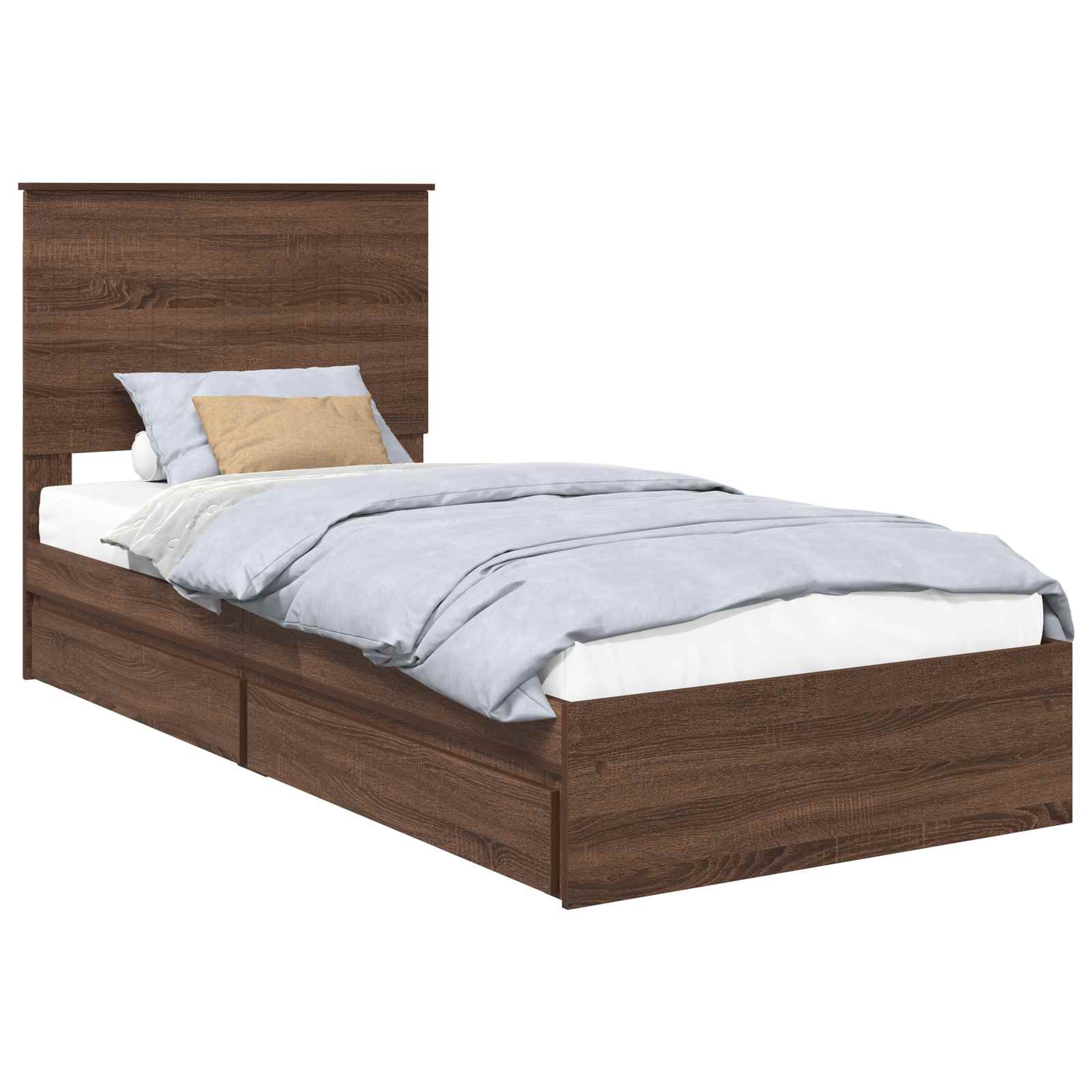 Opslag bed met hoofdeinde Bruin Eiken 90 x 190 cm Bewerkt hout
