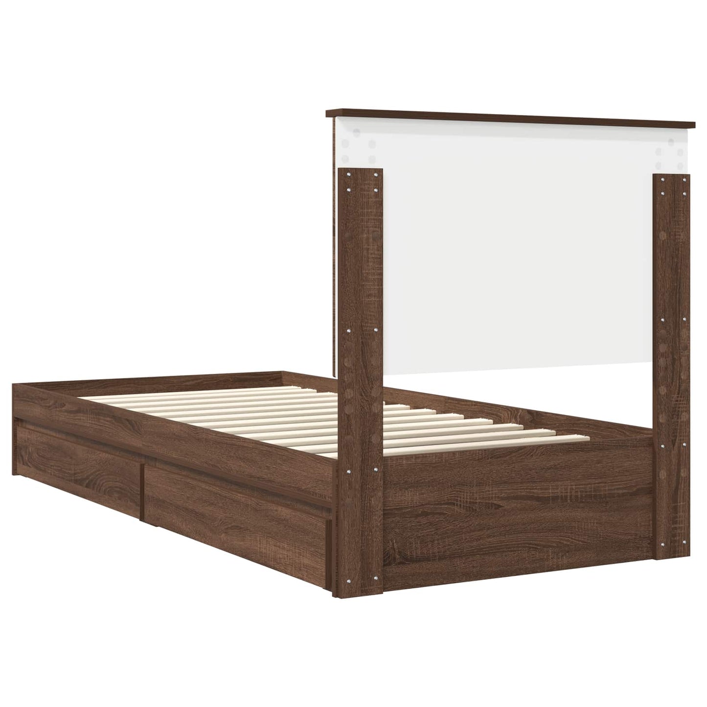 Opslag bed met hoofdeinde Bruin Eiken 90 x 190 cm Bewerkt hout