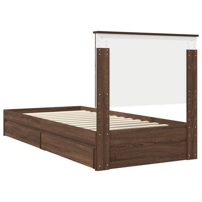Opslag bed met hoofdeinde Bruin Eiken 90 x 190 cm Bewerkt hout