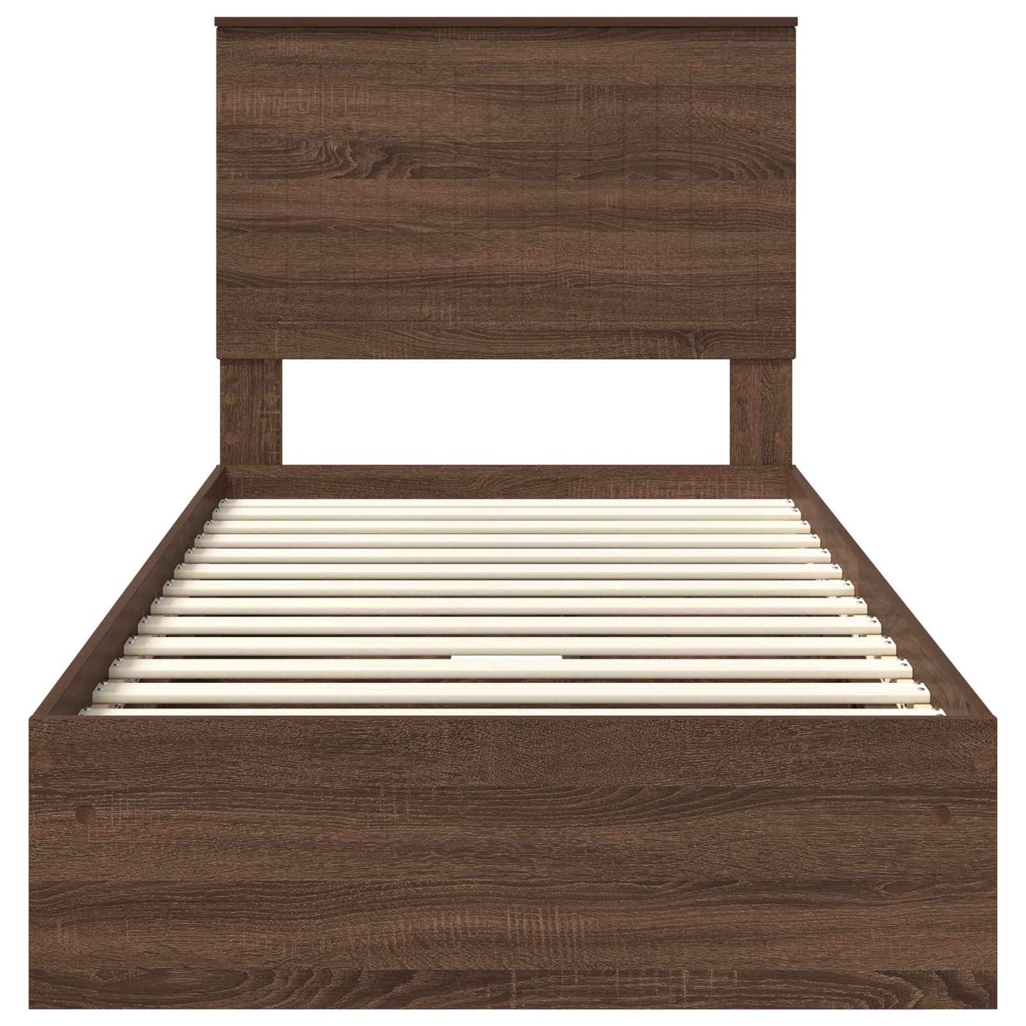 Opslag bed met hoofdeinde Bruin Eiken 90 x 190 cm Bewerkt hout