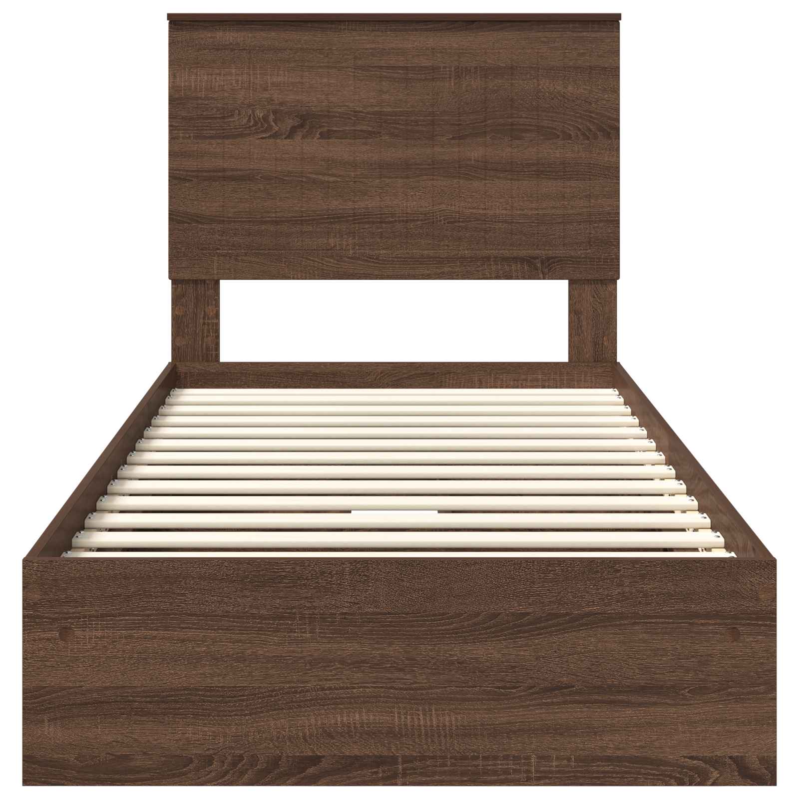 Opslag bed met hoofdeinde Bruin Eiken 90 x 190 cm Bewerkt hout