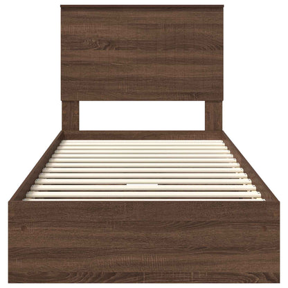 Opslag bed met hoofdeinde Bruin Eiken 90 x 190 cm Bewerkt hout