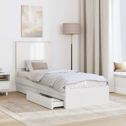 Opslag bed met hoofdeinde met lade Wit 75 x 190 cm Bewerkt hout