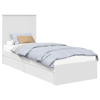Opslag bed met hoofdeinde met lade Wit 75 x 190 cm Bewerkt hout