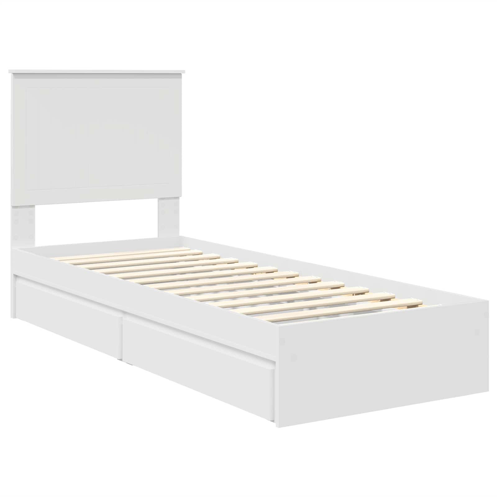 Opslag bed met hoofdeinde met lade Wit 75 x 190 cm Bewerkt hout