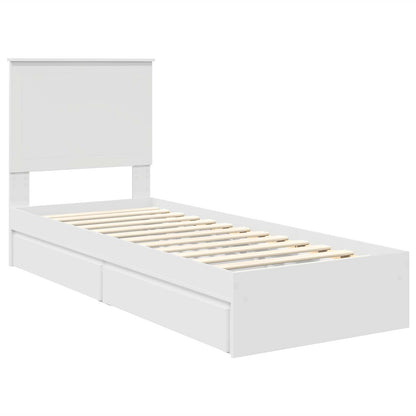 Opslag bed met hoofdeinde met lade Wit 75 x 190 cm Bewerkt hout