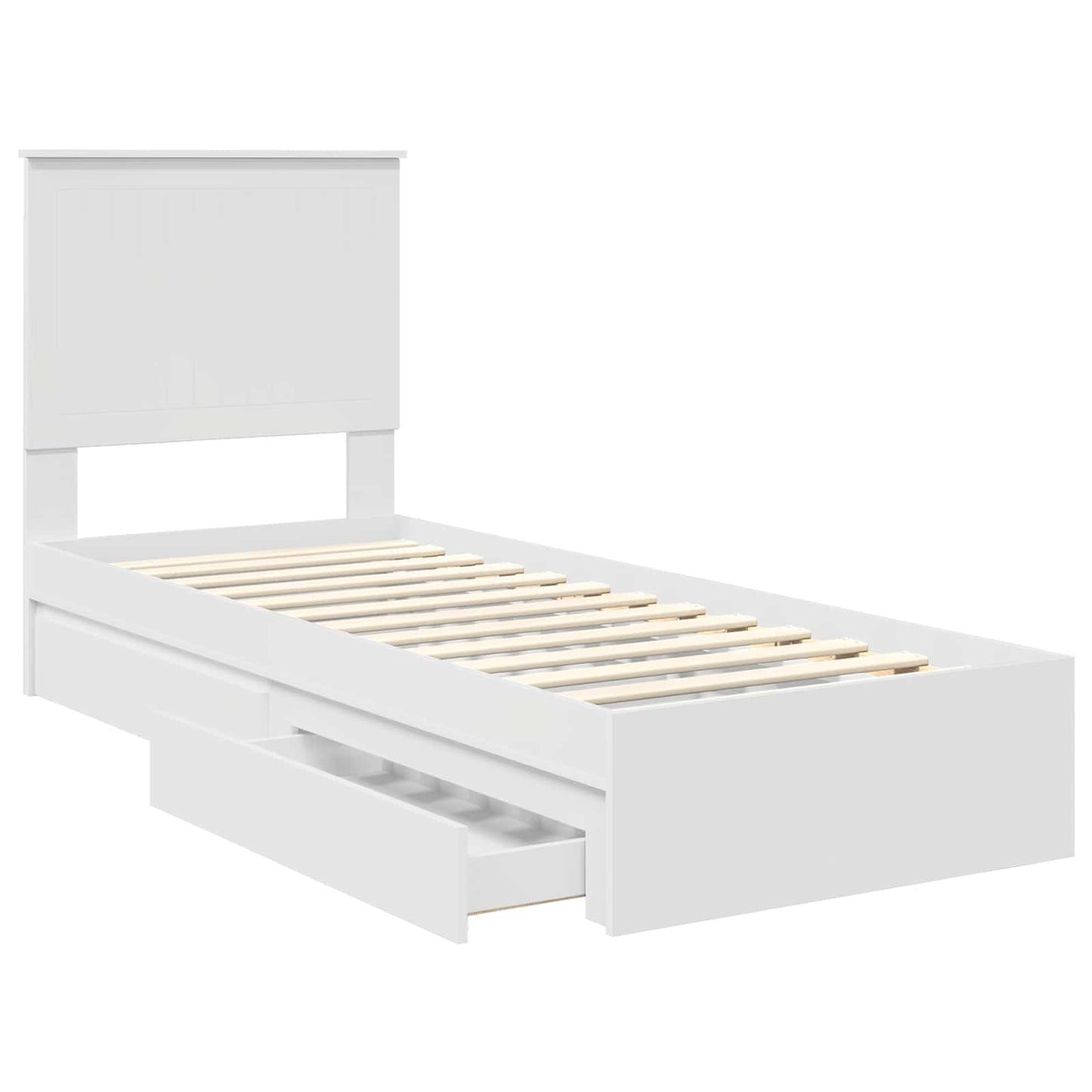 Opslag bed met hoofdeinde met lade Wit 75 x 190 cm Bewerkt hout