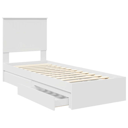 Opslag bed met hoofdeinde met lade Wit 75 x 190 cm Bewerkt hout