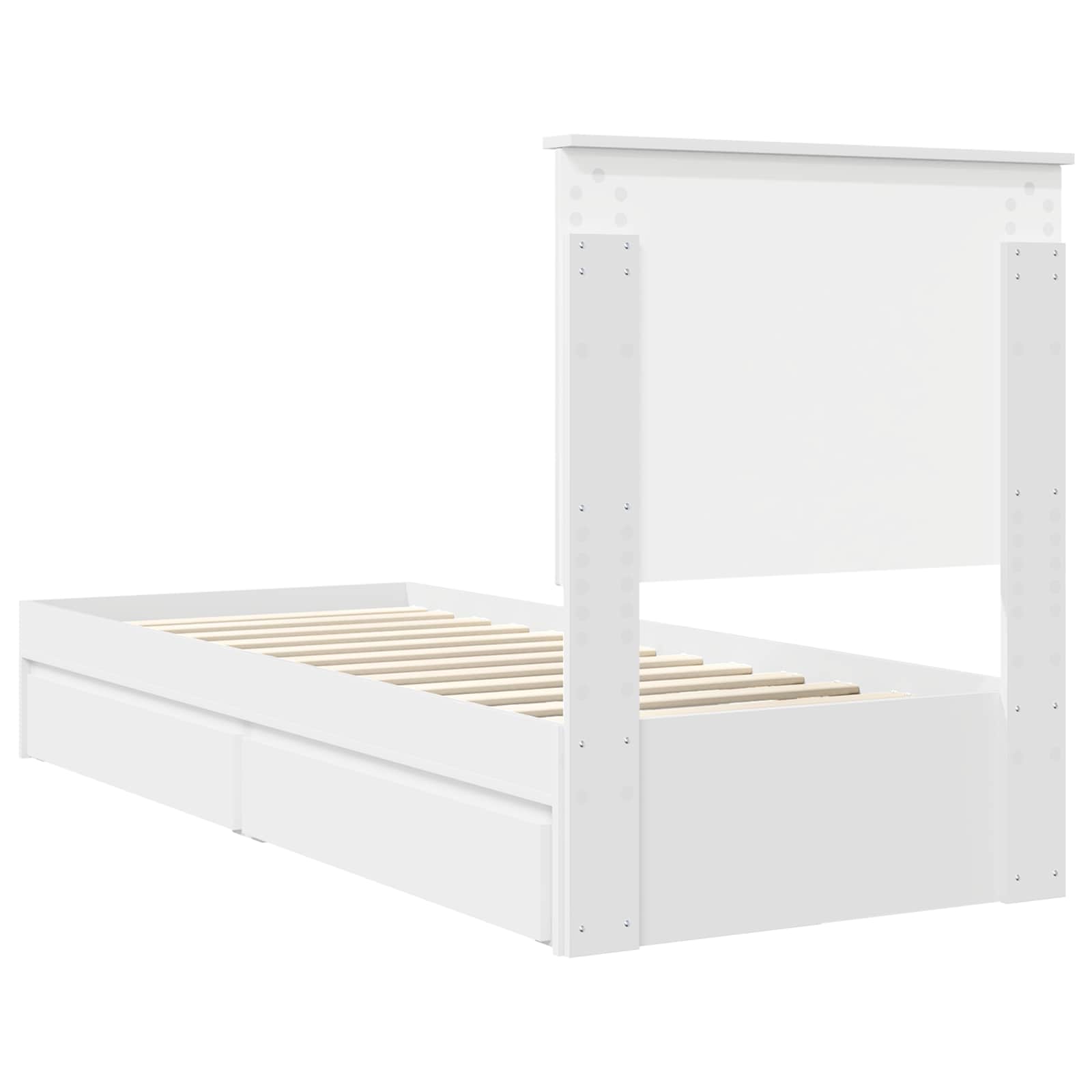 Opslag bed met hoofdeinde met lade Wit 75 x 190 cm Bewerkt hout