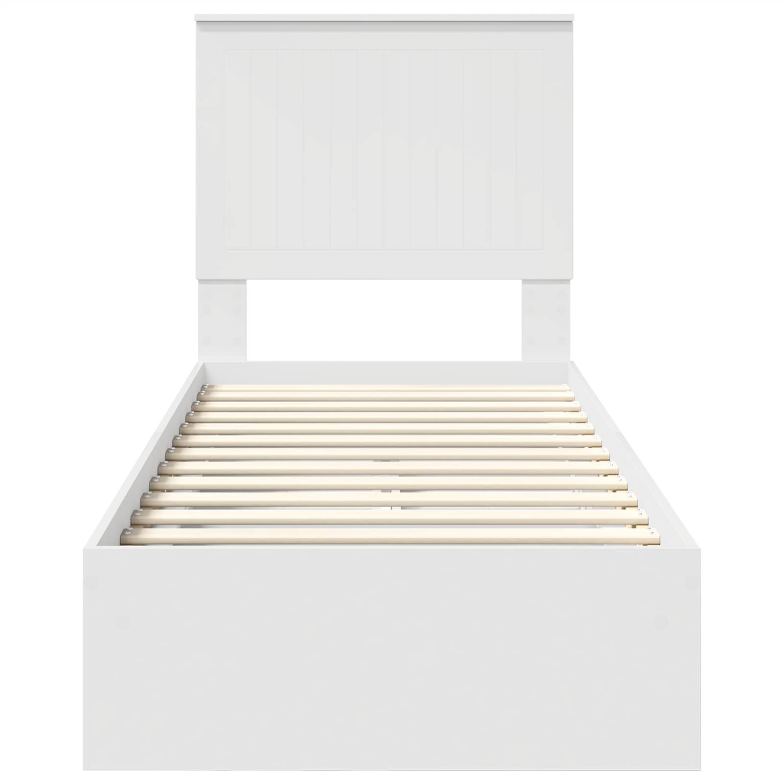 Opslag bed met hoofdeinde met lade Wit 75 x 190 cm Bewerkt hout