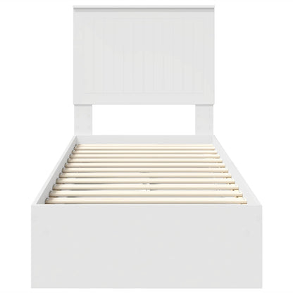Opslag bed met hoofdeinde met lade Wit 75 x 190 cm Bewerkt hout
