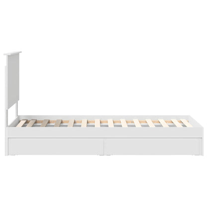 Opslag bed met hoofdeinde met lade Wit 75 x 190 cm Bewerkt hout