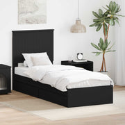 Bed met opbergruimte 75x190 cm zwart bewerkt hout
