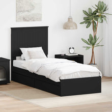 Opslag bed met hoofdeinde Zwart 75 x 190 cm Bewerkt hout