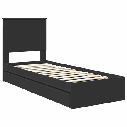 Opslag bed met hoofdeinde Zwart 75 x 190 cm Bewerkt hout
