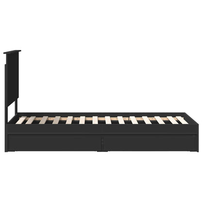 Opslag bed met hoofdeinde Zwart 75 x 190 cm Bewerkt hout