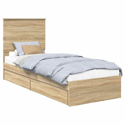 Opslag bed met hoofdeinde Sonoma Eiken 75 x 190 cm Bewerkt hout