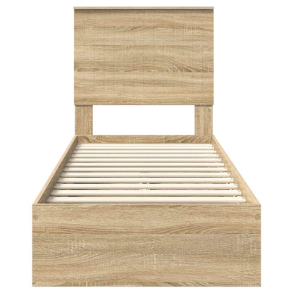 Opslag bed met hoofdeinde Sonoma Eiken 75 x 190 cm Bewerkt hout