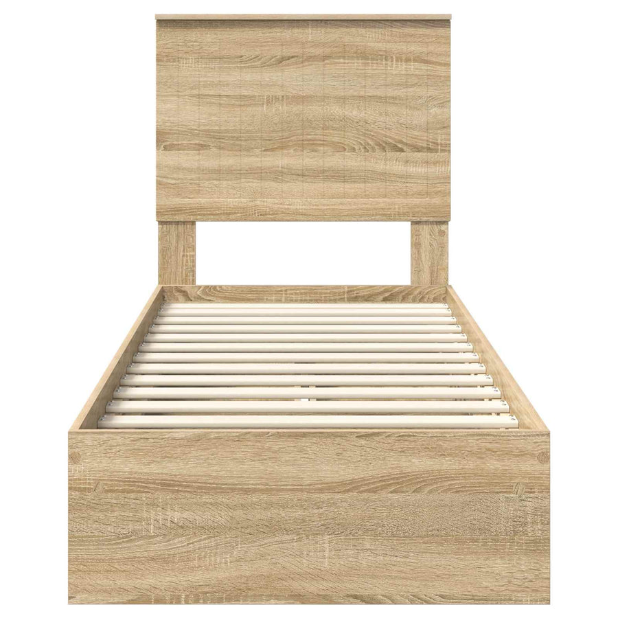 Opslag bed met hoofdeinde Sonoma Eiken 75 x 190 cm Bewerkt hout
