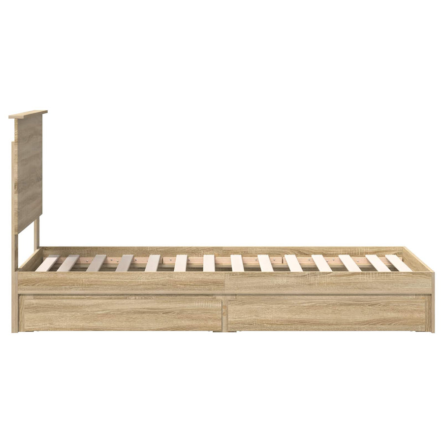 Opslag bed met hoofdeinde Sonoma Eiken 75 x 190 cm Bewerkt hout