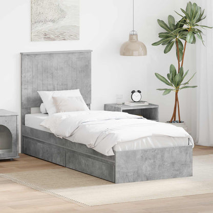 Opslag bed met hoofdeinde Beton Grijs 75 x 190 cm Bewerkt hout