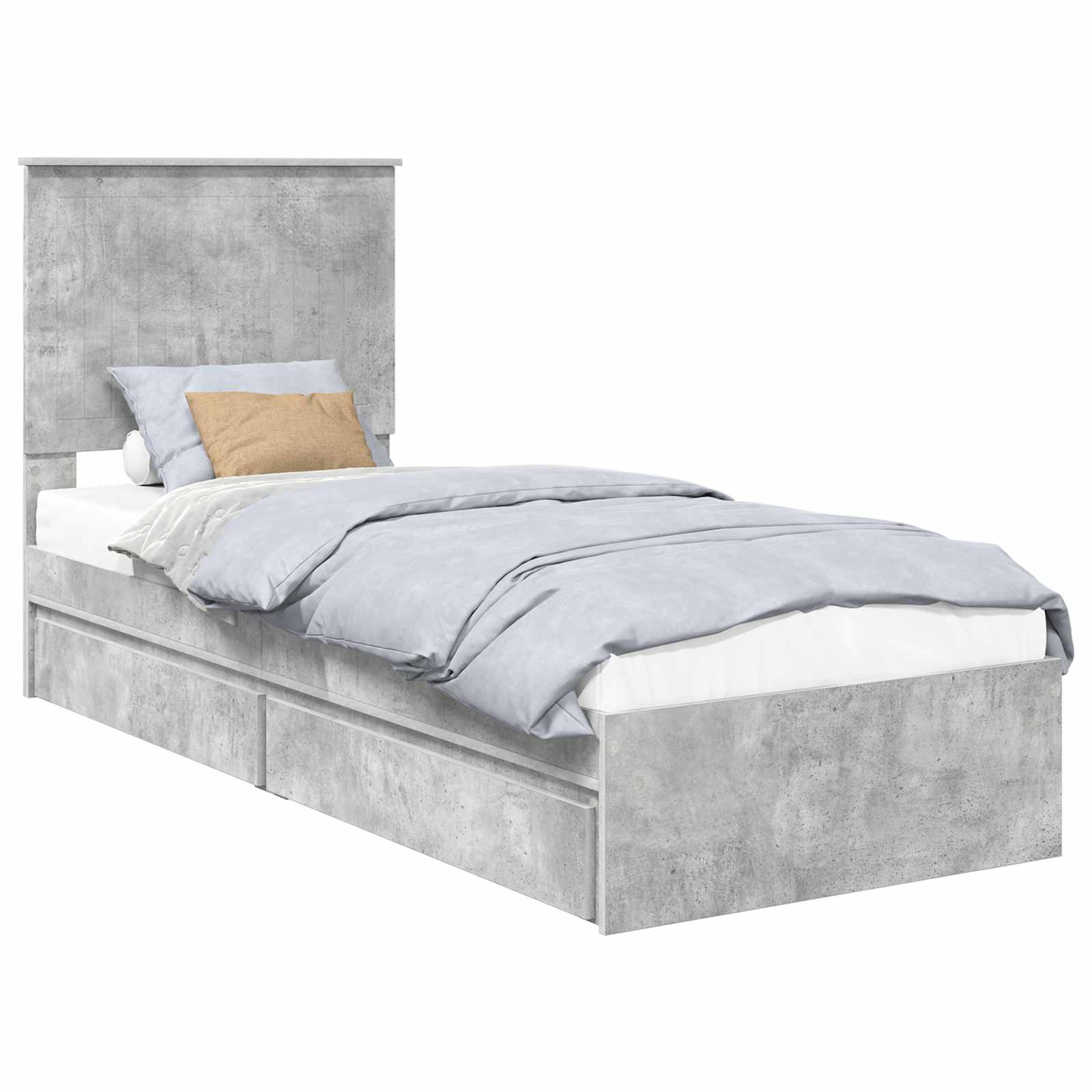 Opslag bed met hoofdeinde Beton Grijs 75 x 190 cm Bewerkt hout