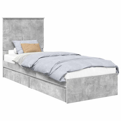 Opslag bed met hoofdeinde Beton Grijs 75 x 190 cm Bewerkt hout