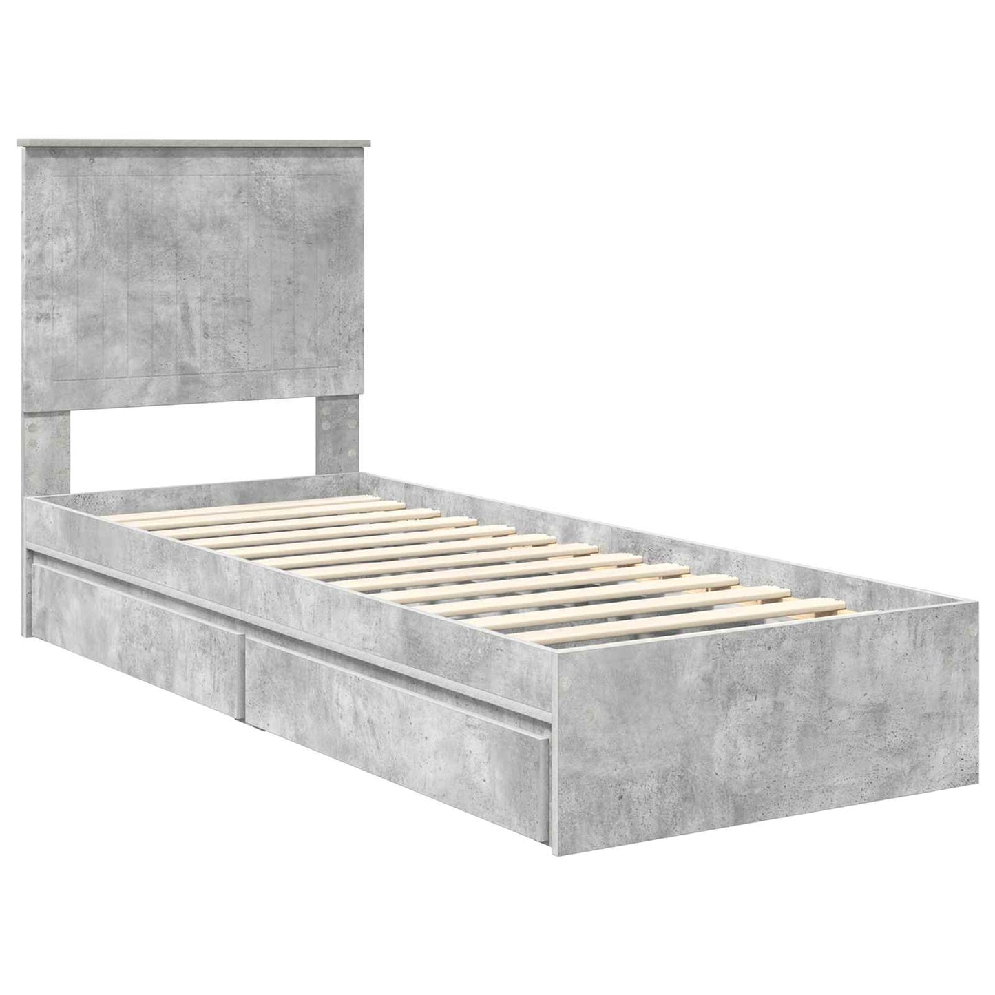 Opslag bed met hoofdeinde Beton Grijs 75 x 190 cm Bewerkt hout