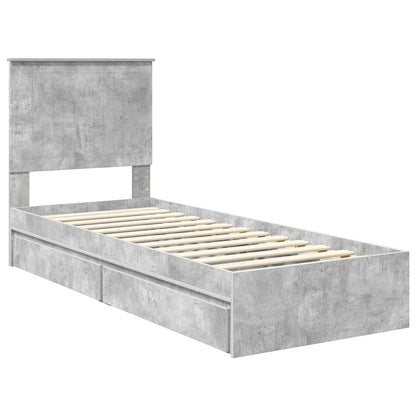 Opslag bed met hoofdeinde Beton Grijs 75 x 190 cm Bewerkt hout