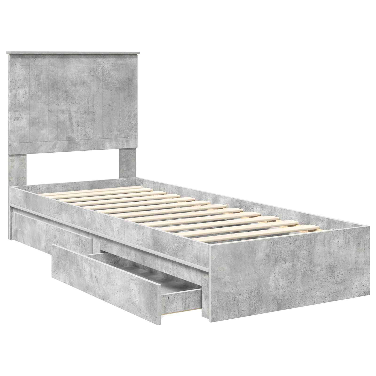 Opslag bed met hoofdeinde Beton Grijs 75 x 190 cm Bewerkt hout