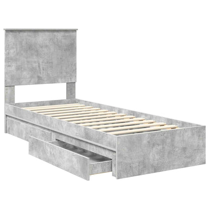 Opslag bed met hoofdeinde Beton Grijs 75 x 190 cm Bewerkt hout