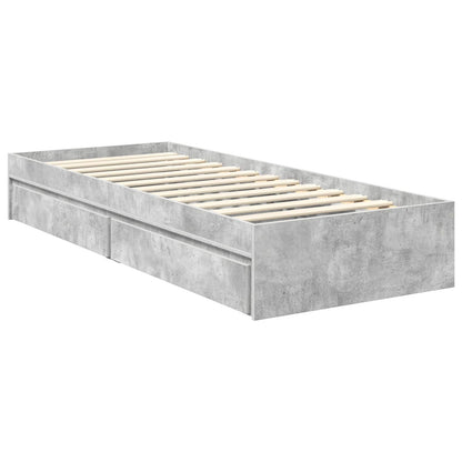 Opslag bed met hoofdeinde Beton Grijs 75 x 190 cm Bewerkt hout
